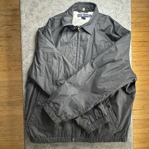 Ralph Lauren Jacket Mens Large Black Full Zip Cotton Lined Bomber Red Pony Logo
